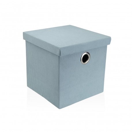 CESTA CUADRADA CON TAPA PLEGABLE AZUL