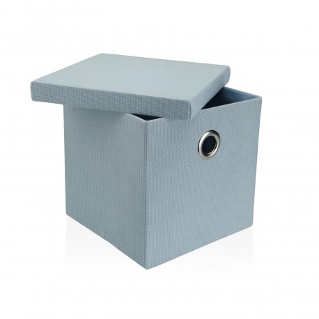 CESTA CUADRADA CON TAPA PLEGABLE AZUL