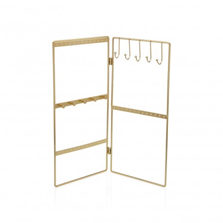 JOYERO METALICO DORADO CON COLGADOR DOBLE PLEGABLE