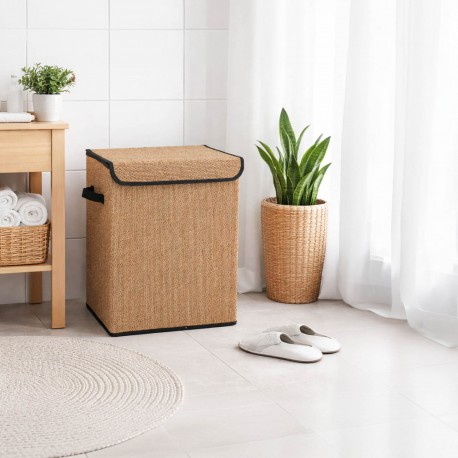 CESTO ROPA PLEGABLE RIBETE NEGRO