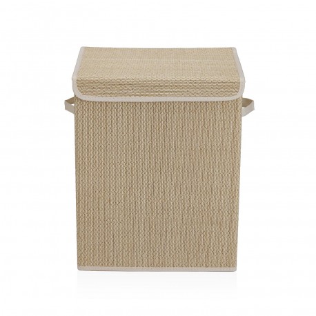 CESTO ROPA PLEGABLE  RIBETE BLANCO