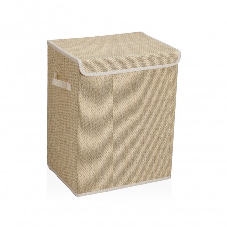 CESTO ROPA PLEGABLE  RIBETE BLANCO