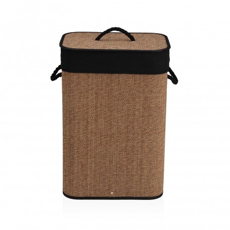 CESTO ROPA PLEGABLE  RIBETE NEGRO