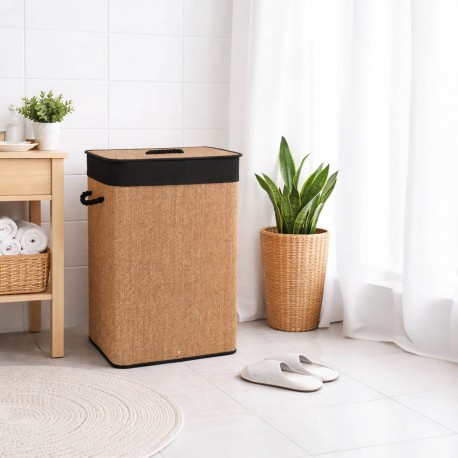 CESTO ROPA PLEGABLE  RIBETE NEGRO