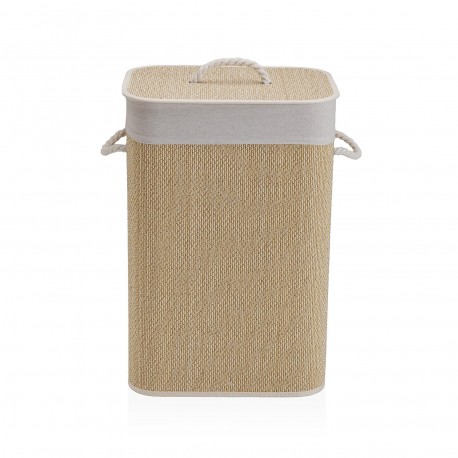 CESTO ROPA PLEGABLE RIBETE BLANCO