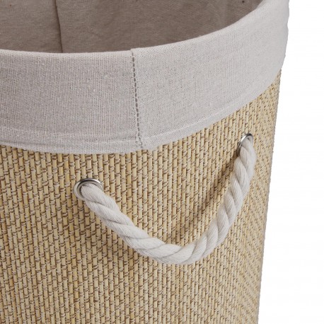 CESTO ROPA REDONDO PLEGABLE RIBETE BLANCO