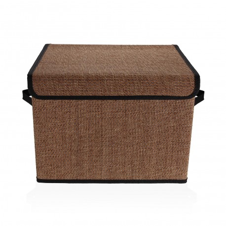 CESTA RECTANGULAR CON TAPA PLEGABLE NEGRA