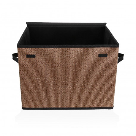 CESTA RECTANGULAR CON TAPA PLEGABLE NEGRA