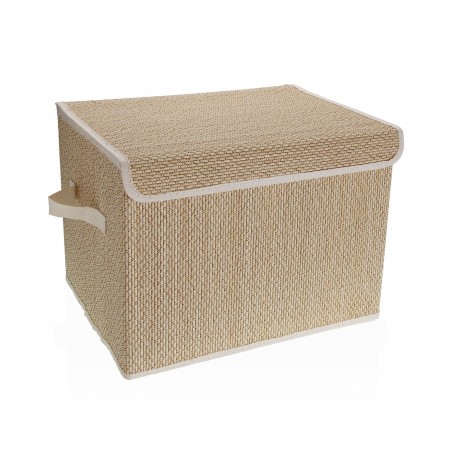 CESTA RECTANGULAR CON TAPA PLEGABLE BLANCA