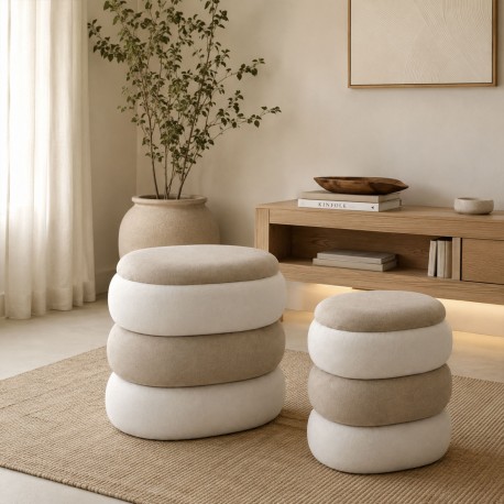 SET 2 PUFFS BEIGE