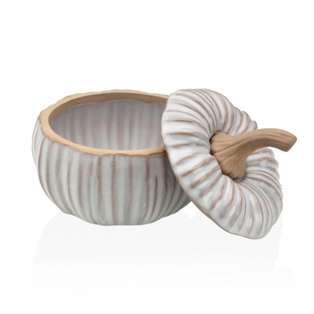FIGURA CERAMICA CALABAZA BLANCA ALMACENABLE M
