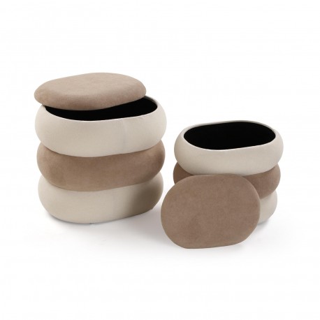 SET 2 PUFFS BEIGE