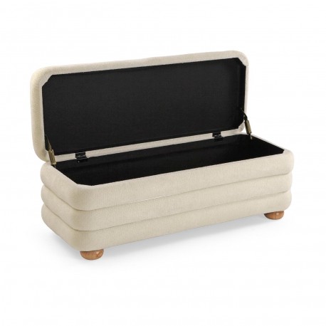 SET PIE DE CAMA Y 2 PUFFS BEIGE