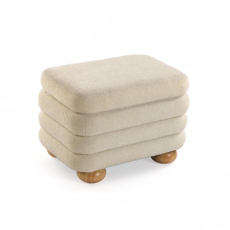SET PIE DE CAMA Y 2 PUFFS BEIGE