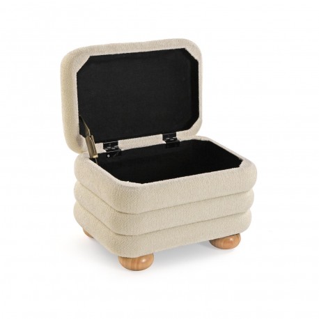 SET PIE DE CAMA Y 2 PUFFS BEIGE
