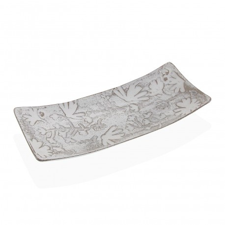 CENTRO DE MESA RECTANGULAR BLANCO CON FLORES