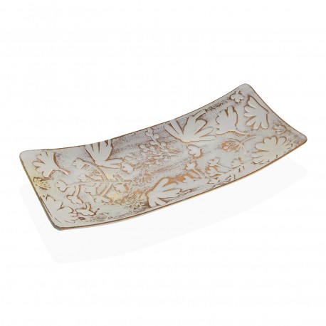 CENTRO DE MESA RECTANGULAR MARRON CON FLORES
