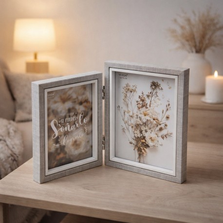 PORTAFOTO DE MADERA MAGY DOBLE 10x15 + 13x18
