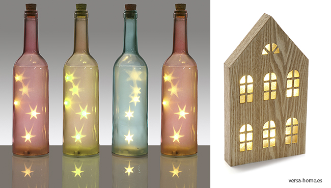 bouteilles de couleurs et les maisons de lumière