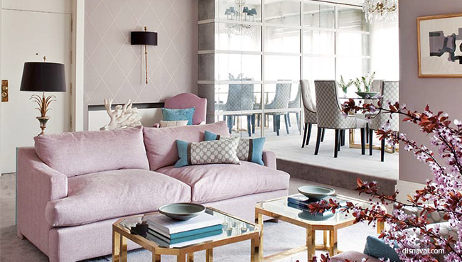 pink color in living room